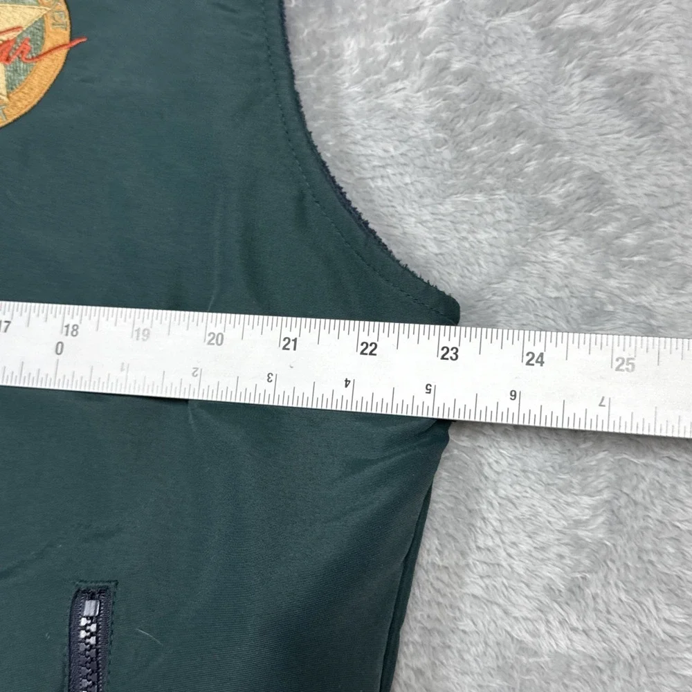 Vintage Whole Foods Vest Medium Green Blue Reversible Midwest Allstar 2003
